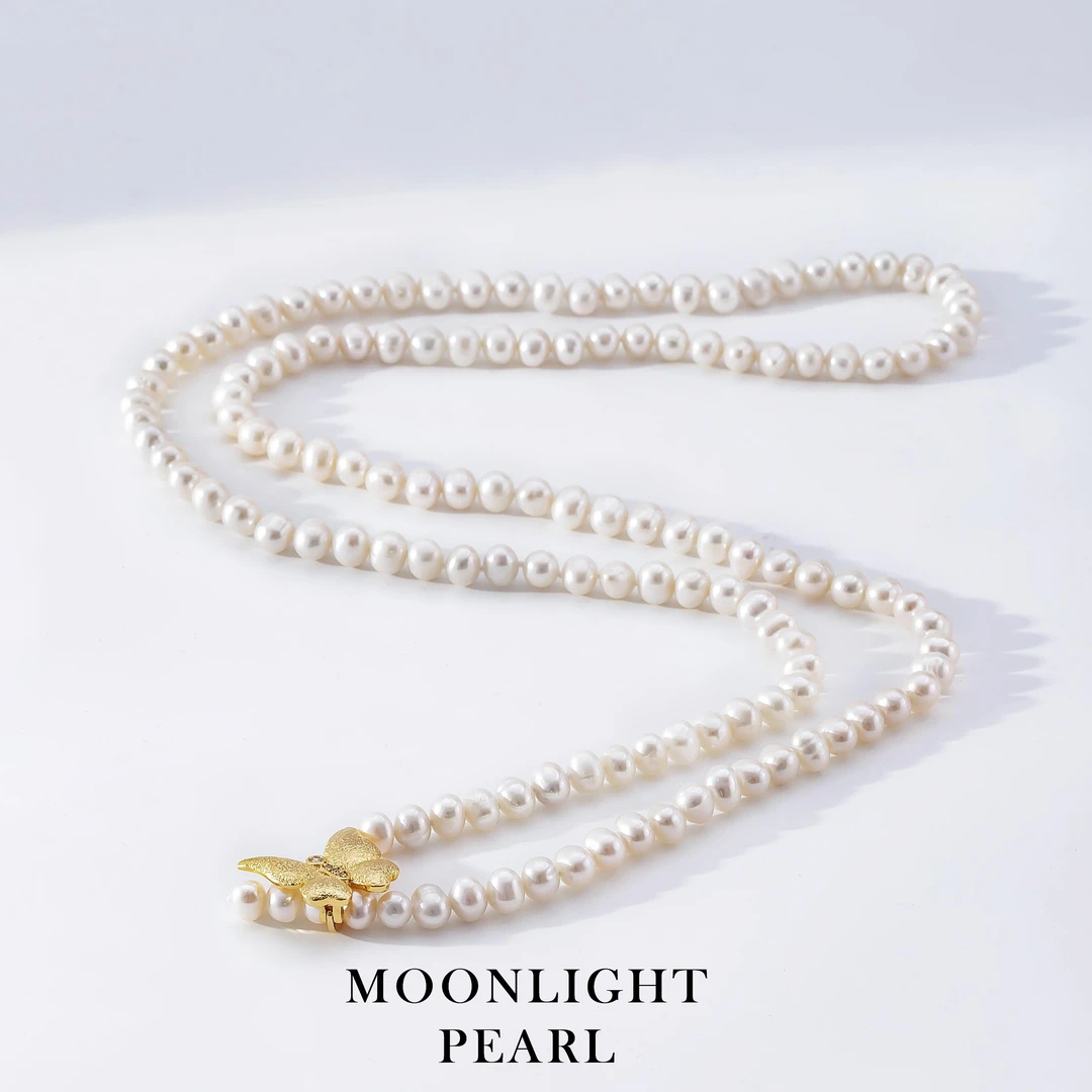 【真珠之瑰】MLP2229双飞翼款淡水无核珍珠毛衣链6-7mm（80cm）