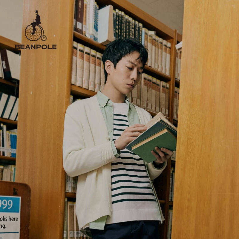 BEANPOLE滨波 23春秋新男士彩色条纹休闲圆领长袖T恤BC3141E05