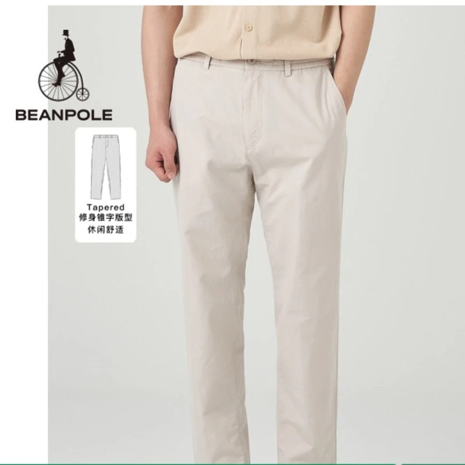 BEANPOLE滨波 夏季新男士松紧腰亚麻混纺修身锥字长裤BC3321C16