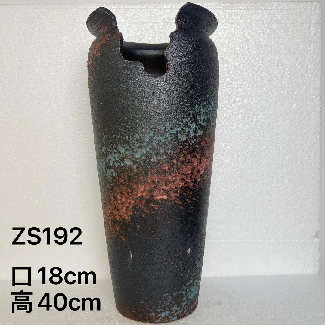 ZS192 大缺口大老桩花盆粗陶复古高直筒特老桩群大法师盆多肉花盆