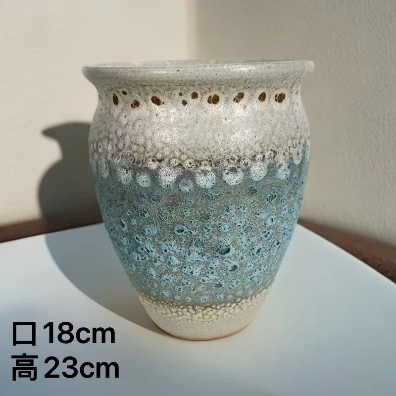 ZS113 大口径圆口花盆复古泡泡釉多肉花盆粗陶吸水透气绿植花盆