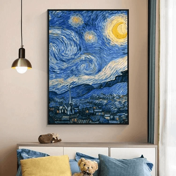 客厅装饰挂画梵高星空油画壁画沙发背景墙世界名画玄关向日葵6080