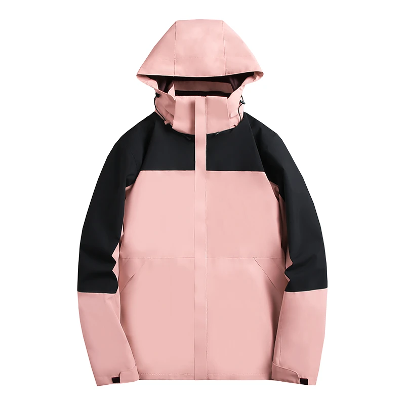 男女同款秋冬季冲锋衣户外运动休闲防水连帽外套加绒拼色冲锋衣