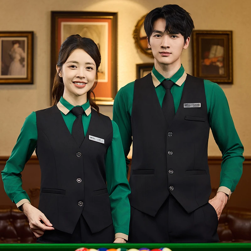 酒吧KTV餐饮火锅饭店西餐咖啡厅服务员工作服台球桌球厅俱乐部男