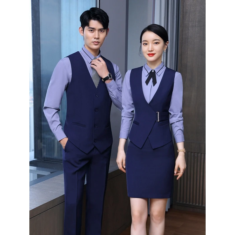 酒店工作服马甲女套装餐饮饭店服务员ktv珠宝美容院前台收银工装