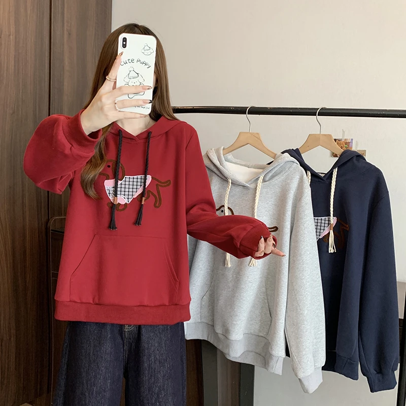 【猪猪队运费补贴】秋装新款胖mm休闲宽松显瘦连帽卫衣