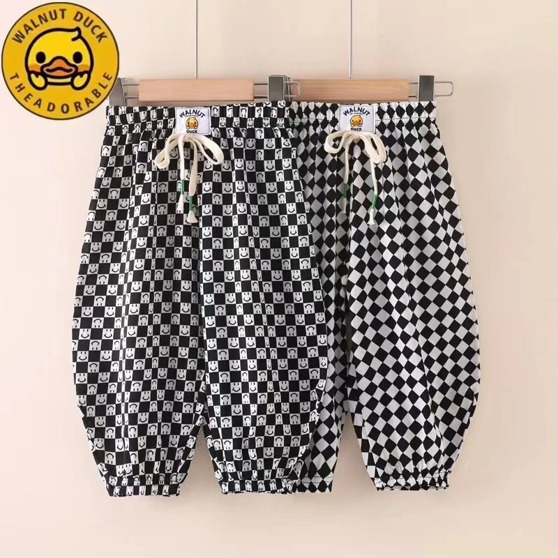 【WALUNT DUCK】冰丝防蚊裤2024夏季新轻薄款棋盘格长裤宽松小童