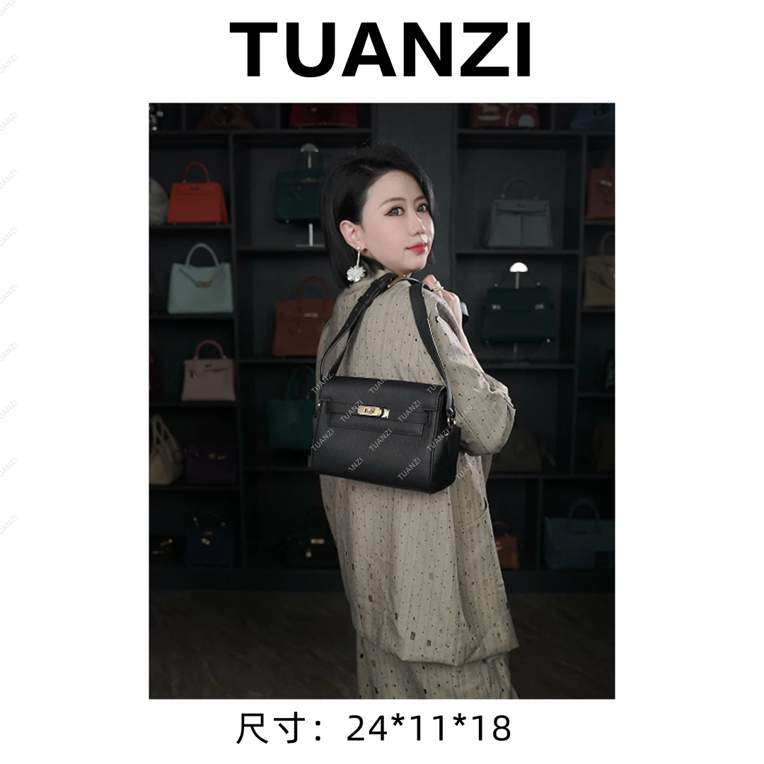 【高端玩家】大马24小号头层Togo牛皮单肩腋下女包 XKY-2104-黑色