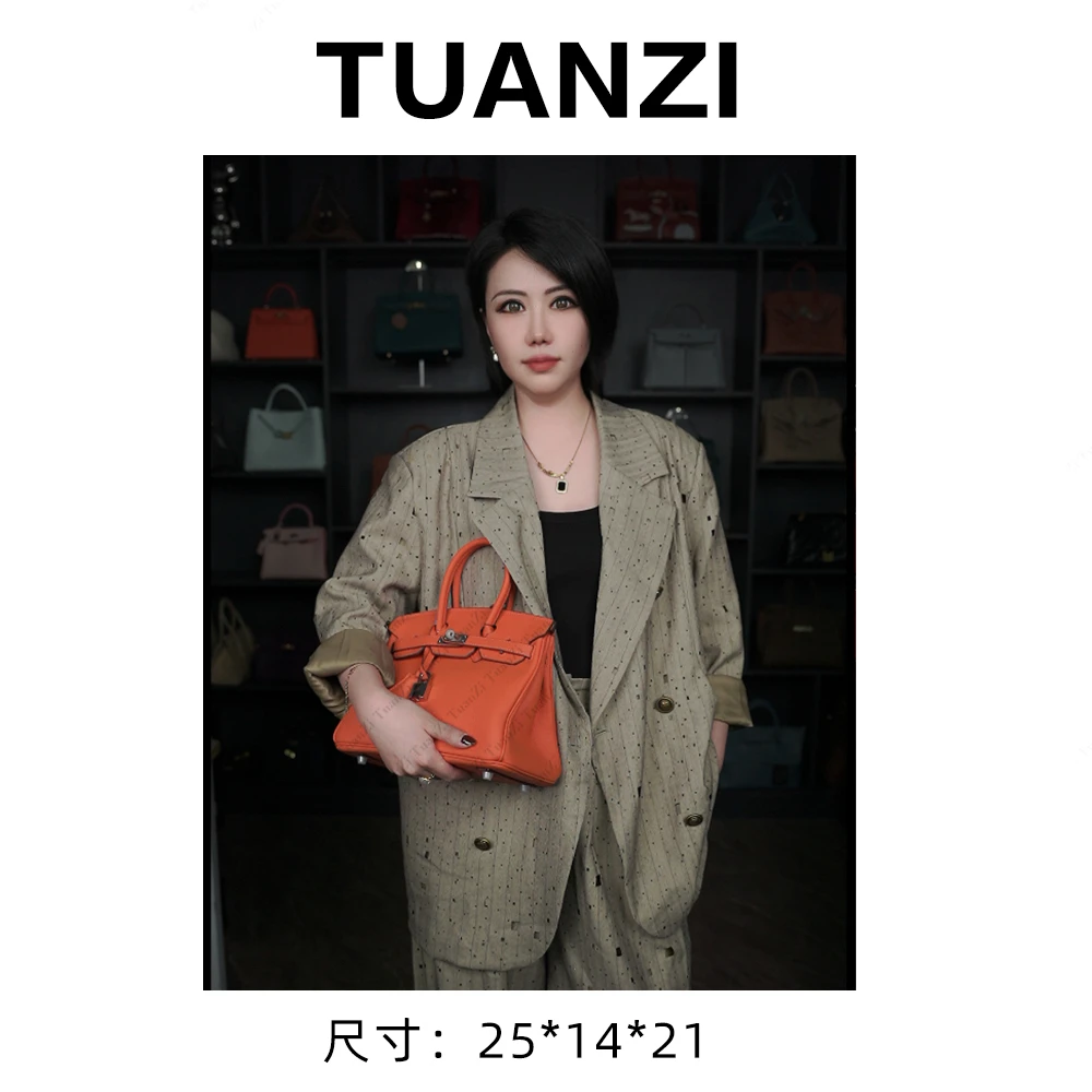 【高端玩家】大马中古铂25经典款银扣头层Togo皮女包XKY-10030-橙色