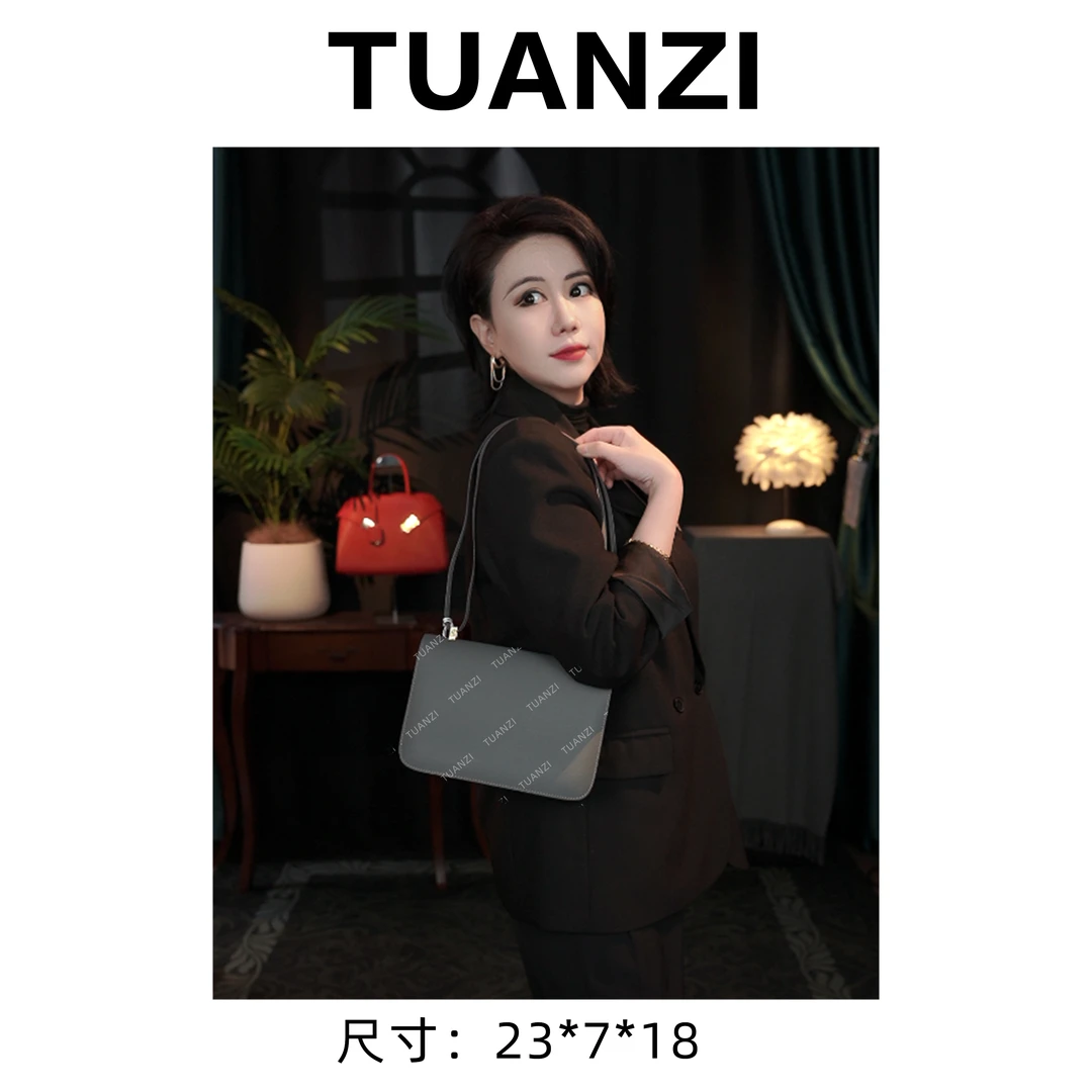 【高端玩家】康23大号头层EP皮单肩斜挎女包 XKY-6824-积云灰