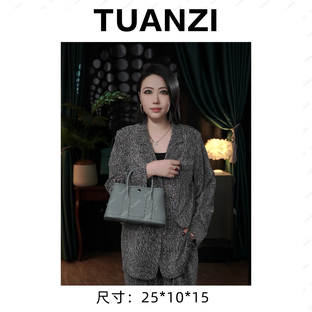 【高端玩家】迷你花园包头层Togo牛皮女包 XKY-3915-亚麻蓝