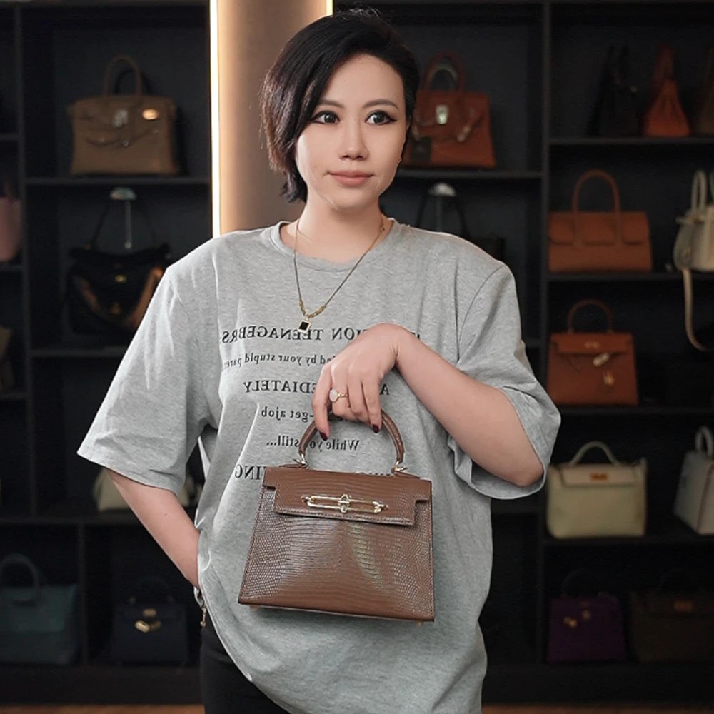 【高端玩家】ZG-9162A-可可棕 新款头层牛皮单肩包小众设计女包