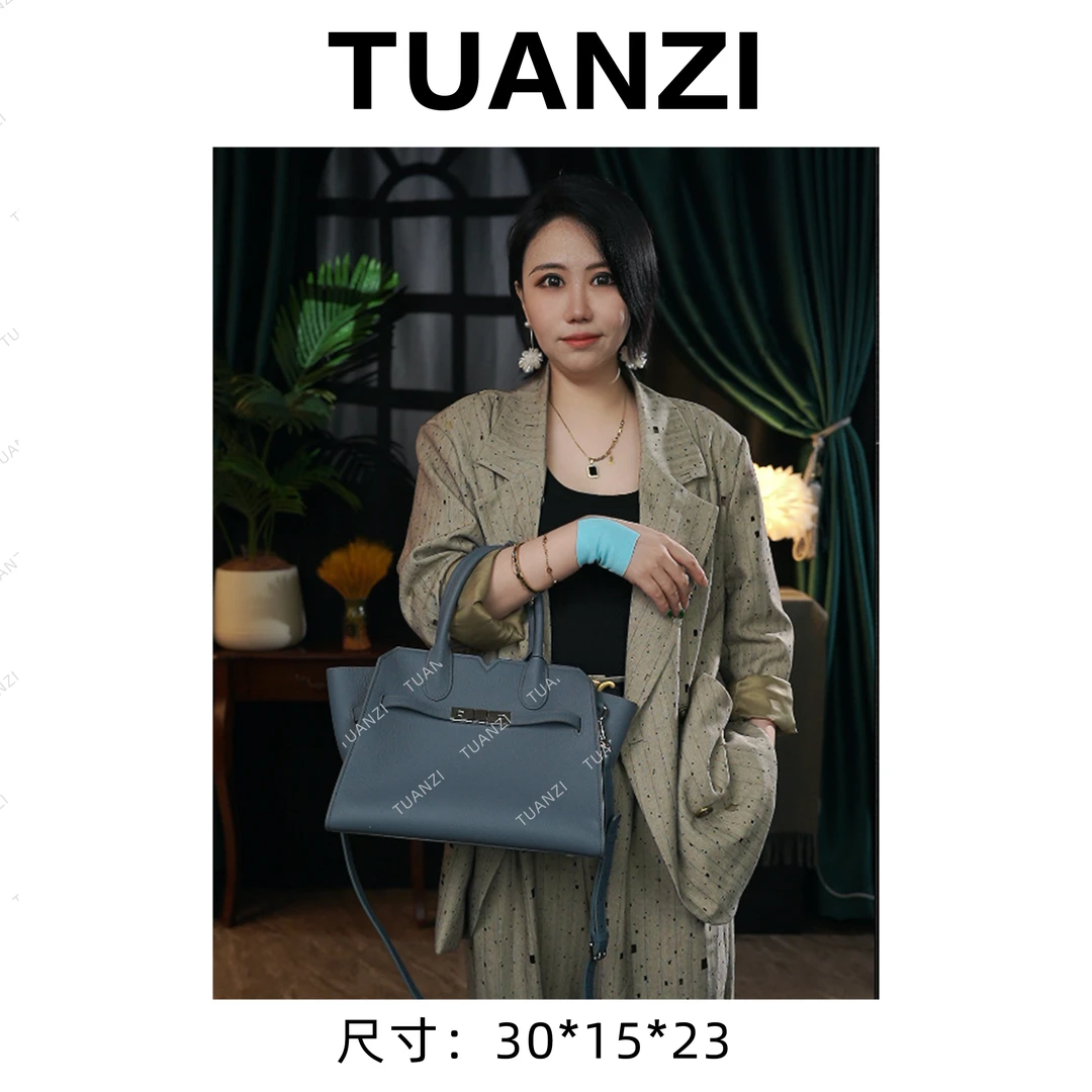 【高端玩家】瓦来中古Milano30尺寸头层Togo皮女包SLBL-9154-深兰