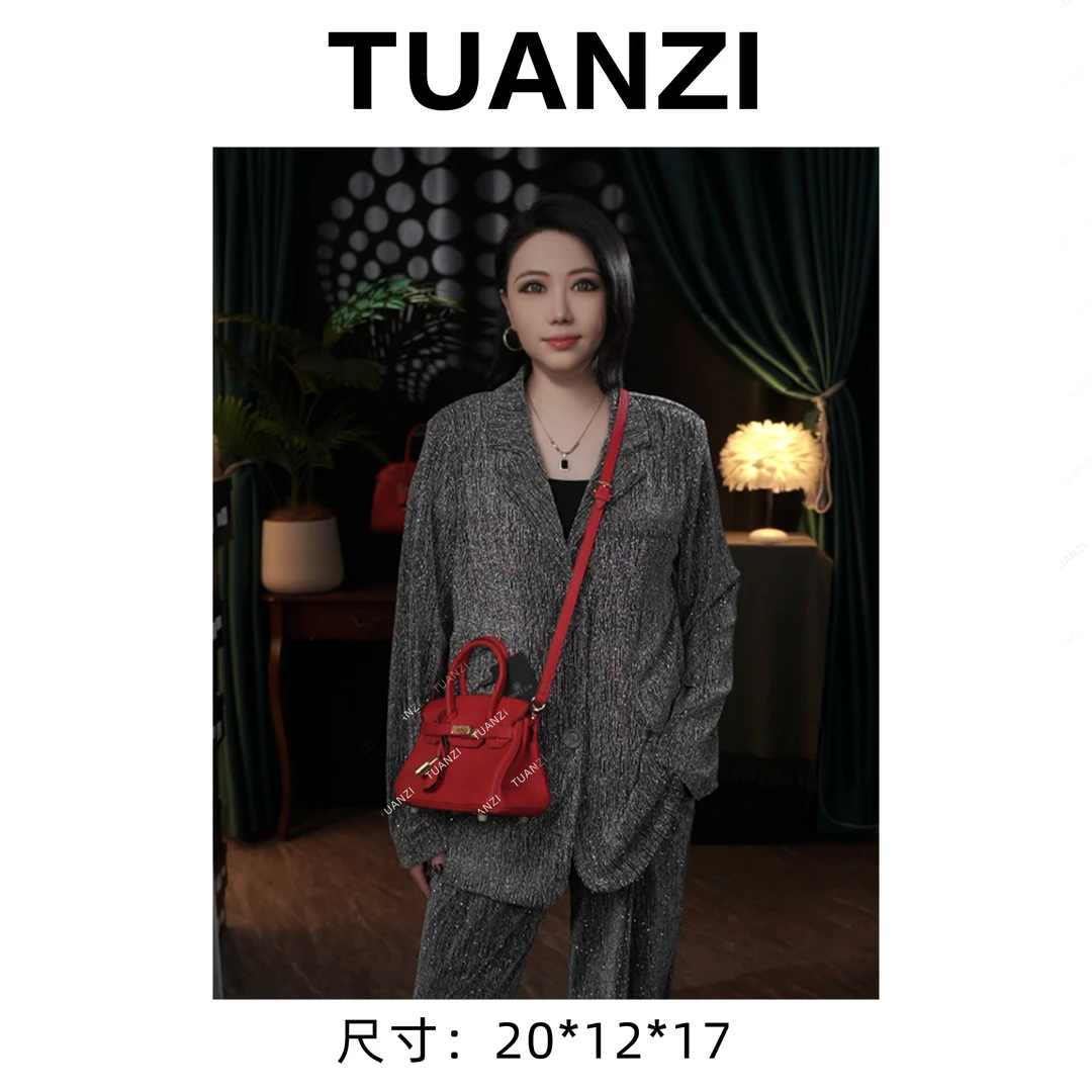 【高端玩家】铂20mini头层Togo牛皮手提女包 XKY-6826-大红