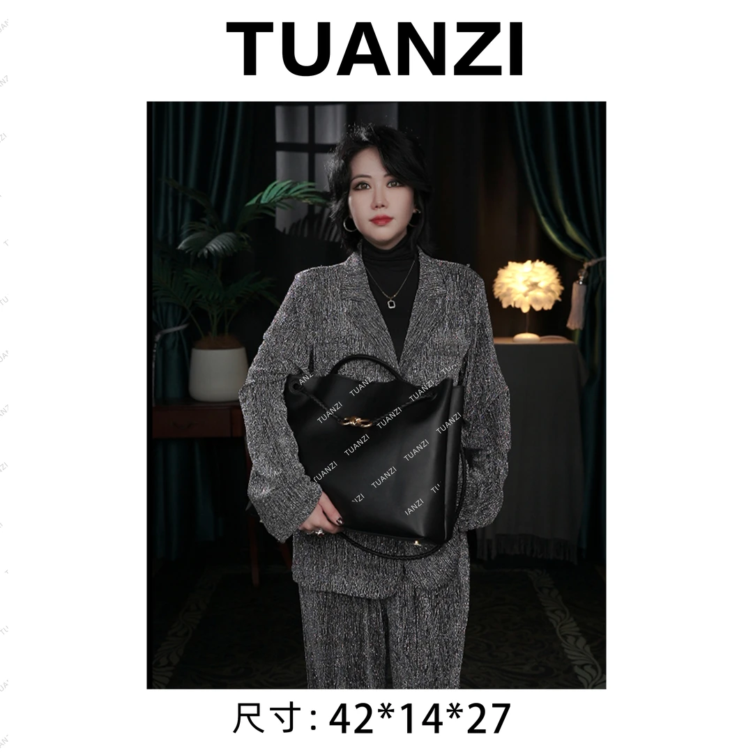 『42cm』手提斜挎腋下TUAN′ZI定制真皮女包SLBL-807-黑色