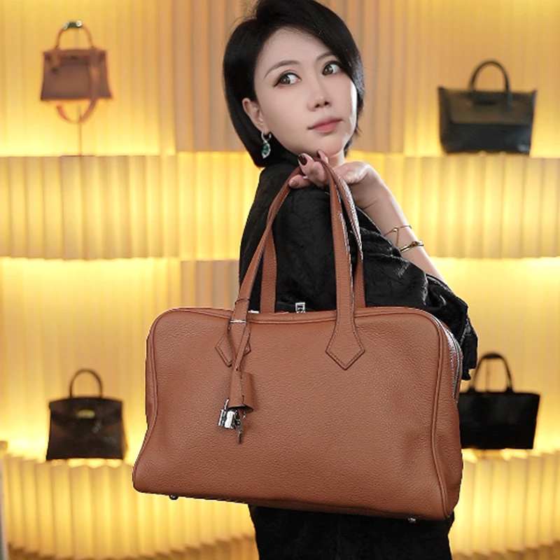 【匠·新】大马中古Victoria头层TC牛皮35尺寸包 XKY-10006-棕色