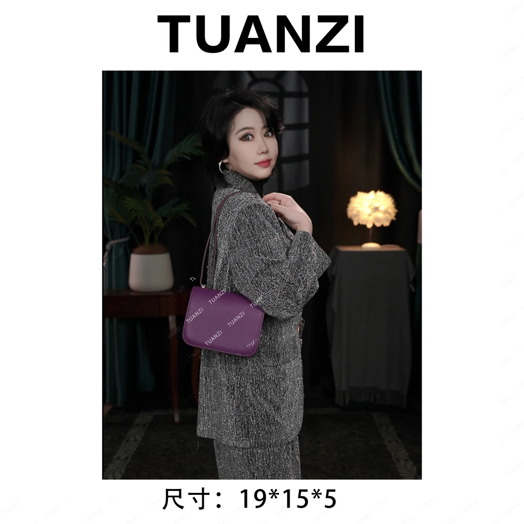 【高端玩家】康19小号头层EP皮单肩斜挎女包 XKY-6820-紫色