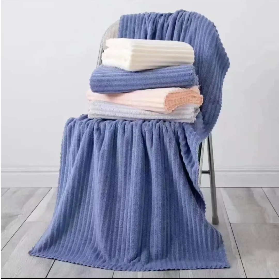 糖果条绒浴巾成人家吸水速干简约亲肤超柔洗澡裹巾柔软纯色吸水巾