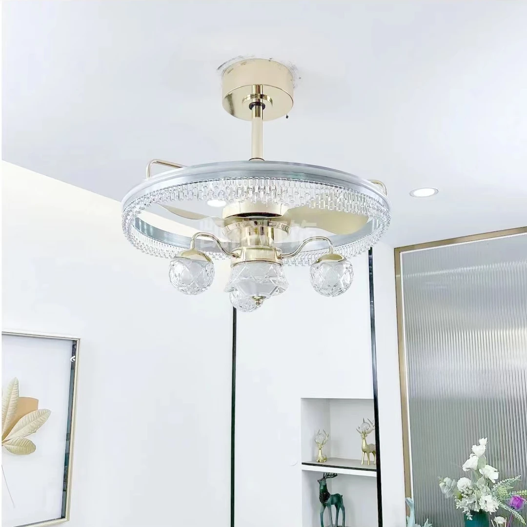 8061新款大气轻奢卧室餐厅灯北欧轻奢简约风扇灯 智能语音