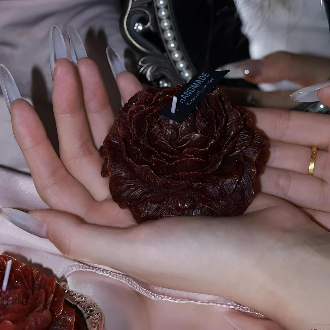 血红牡丹低温蜡烛鎏金玫瑰48度可自定义颜色可撕拉效果手作