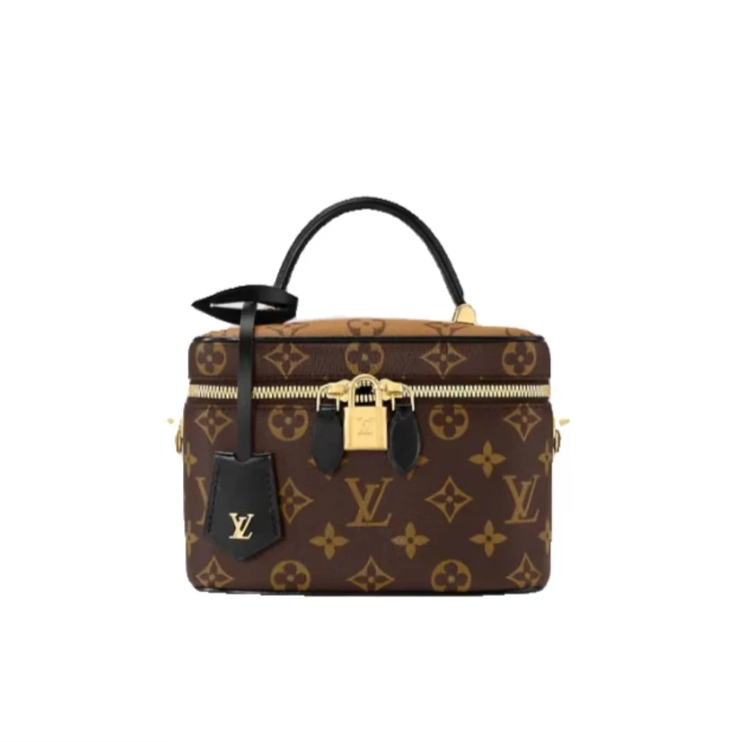99新 LouisVuitton/路易威登 安琳/老花拼色vanity化妆盒子芯片款