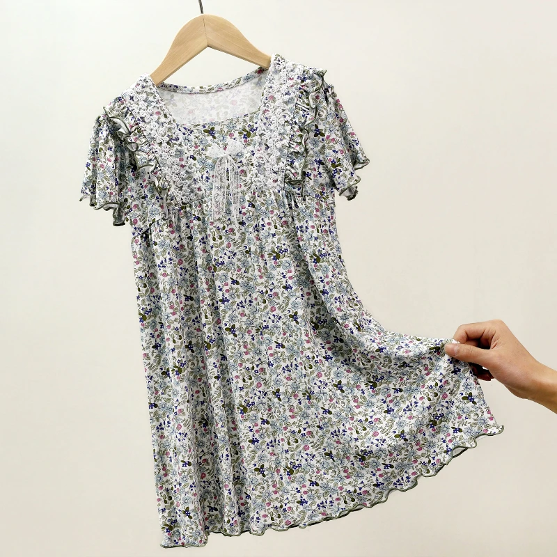 新品 DDM-X 18332-5 繁花似锦雅赛尔女童睡裙儿童睡衣夏季连衣裙