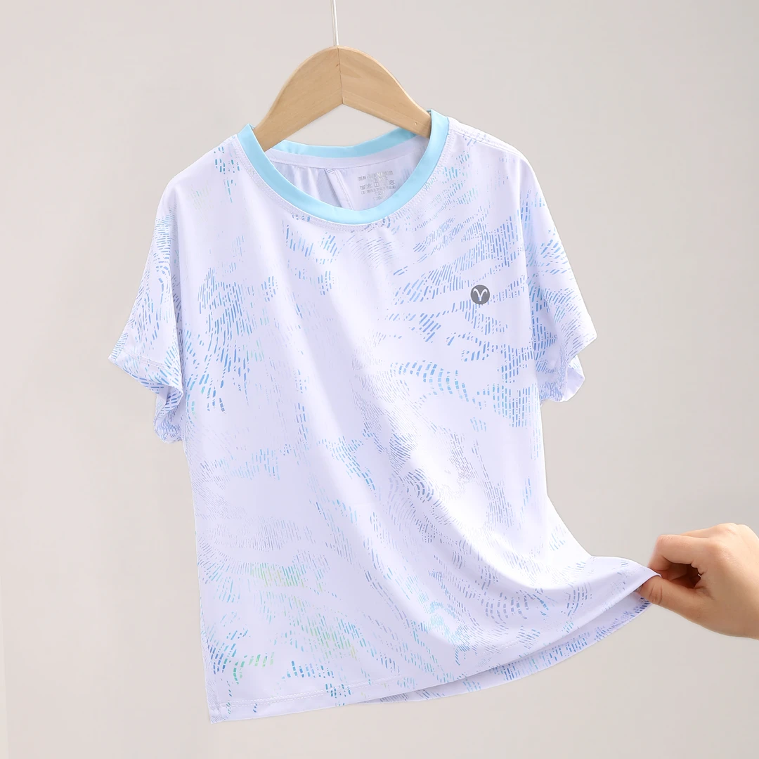 124108 小凉风炫彩T恤运动中大童透气半袖薄款宽松速干跑步服夏季