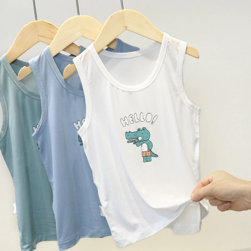 莫代尔宝宝儿童薄款透气背心爱牙小鳄鱼打底新品 DDM-X 18319-68