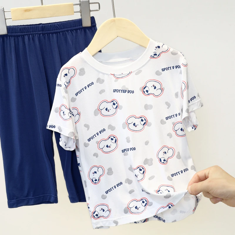 S 1093睡衣套装短袖家居服薄款中大童宽松空调吸汗居家空调服套装
