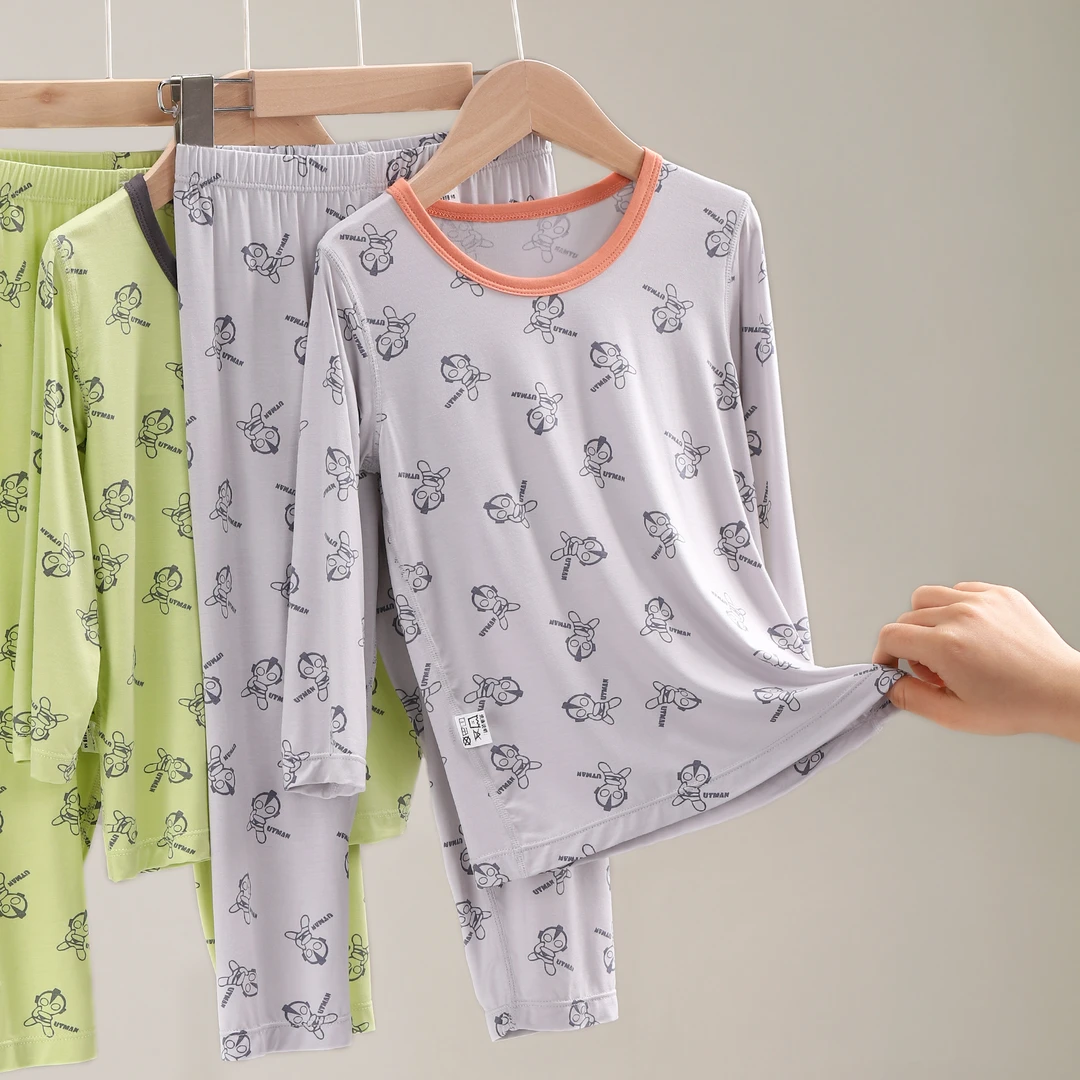 18320-57 长袖家居服套儿童款睡衣薄款中大童印花保暖内衣套