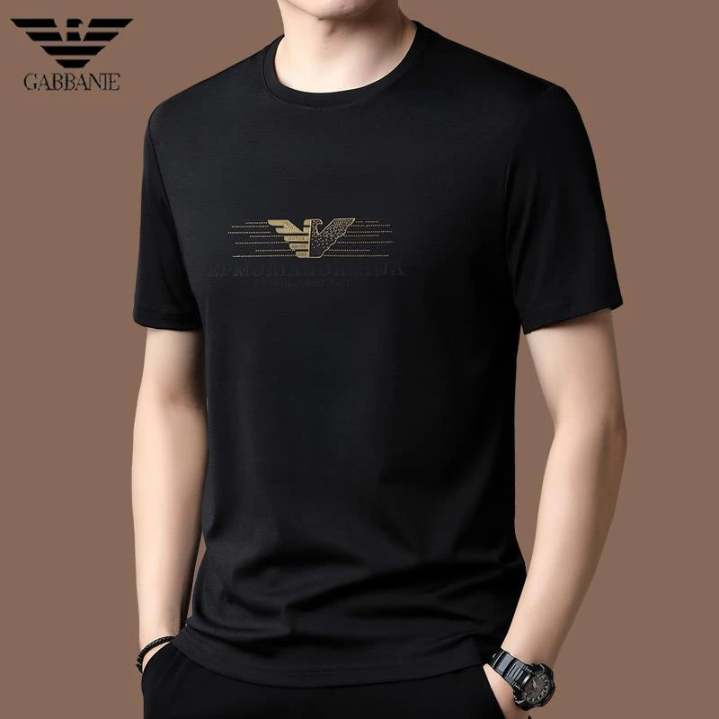 GABBANIE高端丝光棉男士短袖t恤夏季新款名牌男装冰丝半袖体恤