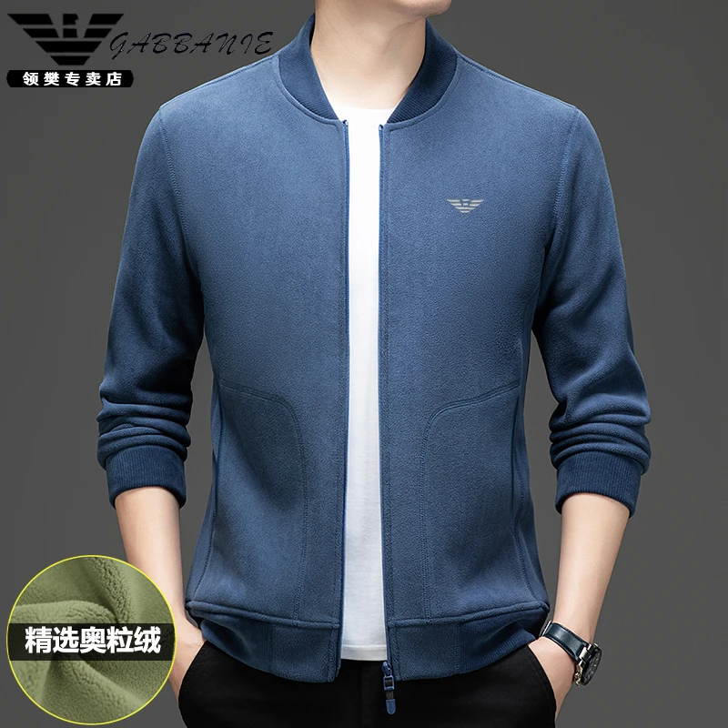 GABBANIE秋冬新款品牌男士夹克中青年棒球领奥粒绒轻奢男装外套