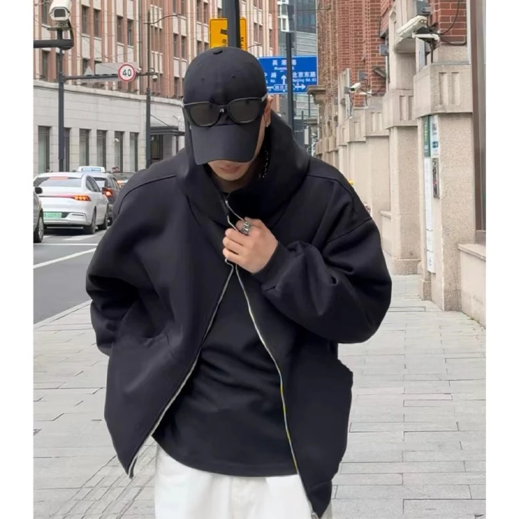 KS888  重磅加厚连帽开衫 宽松百搭情侣上衣纯色开衫外套