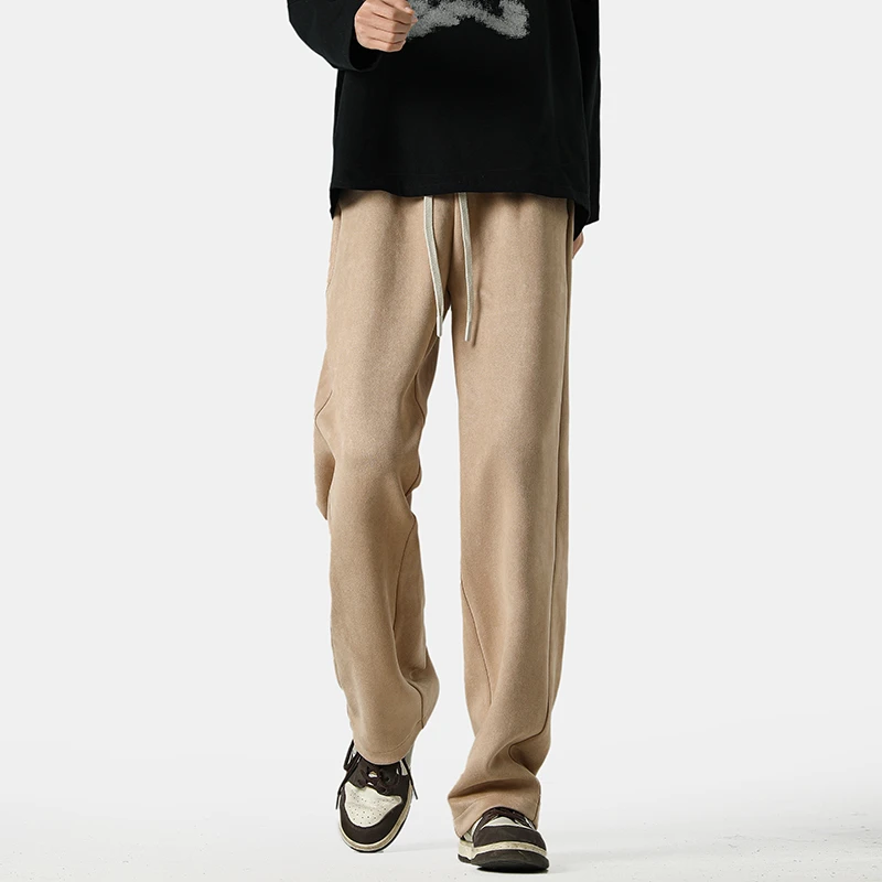 K6339 秋季美式复古直筒裤子男宽松休闲简约百搭休闲裤