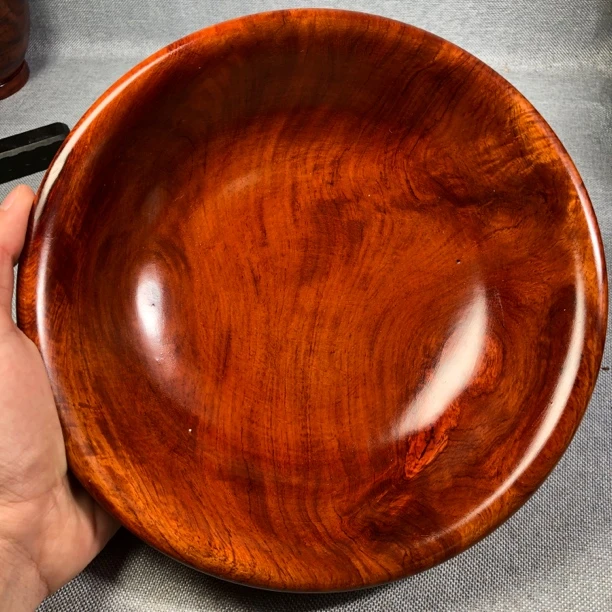 3xf002缅甸花梨木碗直径20.6高5.5净重450