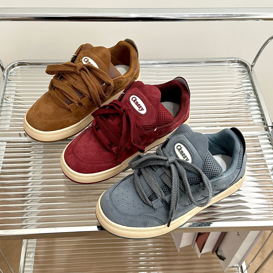 原创设计厚底面包鞋休闲运动男鞋2025新款复古小众学生百搭板鞋子