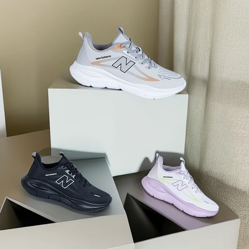 5513#D男女同款冬季加绒新款多巴胺运动防水静音跑鞋防滑耐磨轻便