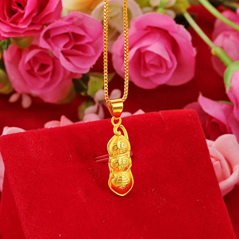 黄金色福禄寿豌豆经典项链