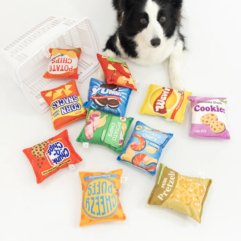 响纸薯片狗狗解闷玩具毛绒玩具宠物玩具绳子拉绳玩具益智安全