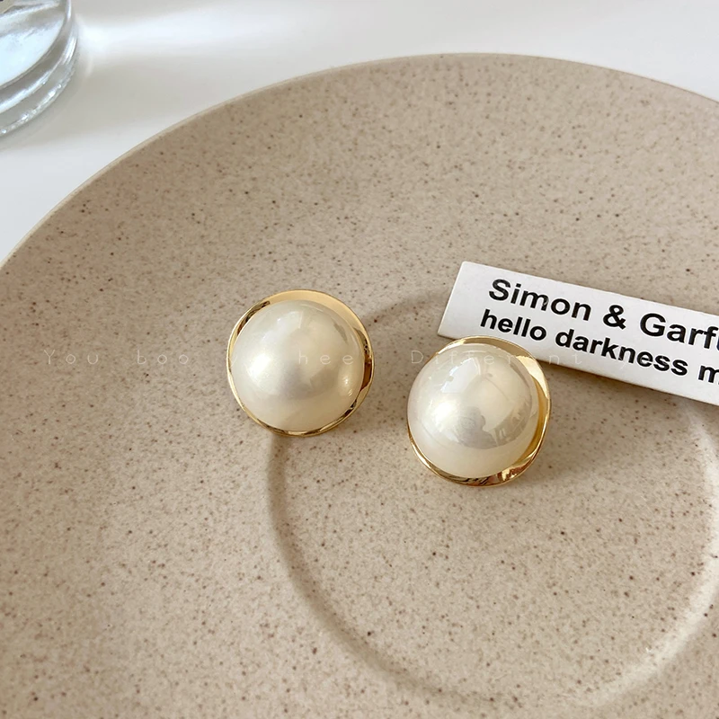 法式几何金属珠珠耳钉女韩国设计感复古耳环157