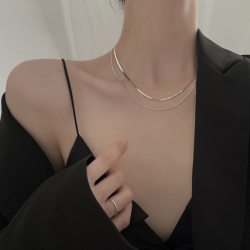 钛钢项链 叠戴双层项链女轻奢小众设计感极细锁骨链高级颈链A55