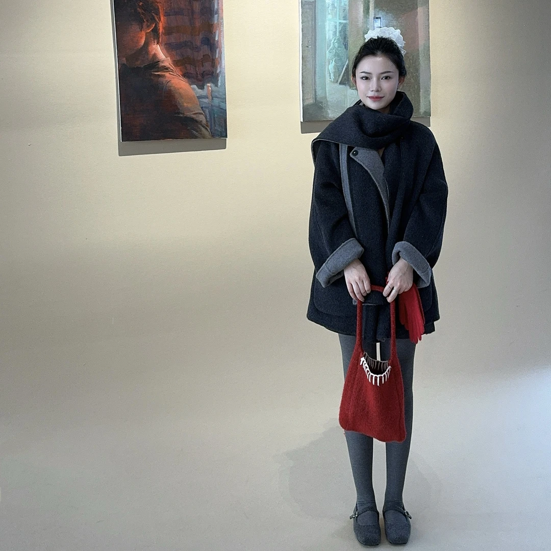 TONGTONG女装韩系百搭双面羊绒大衣