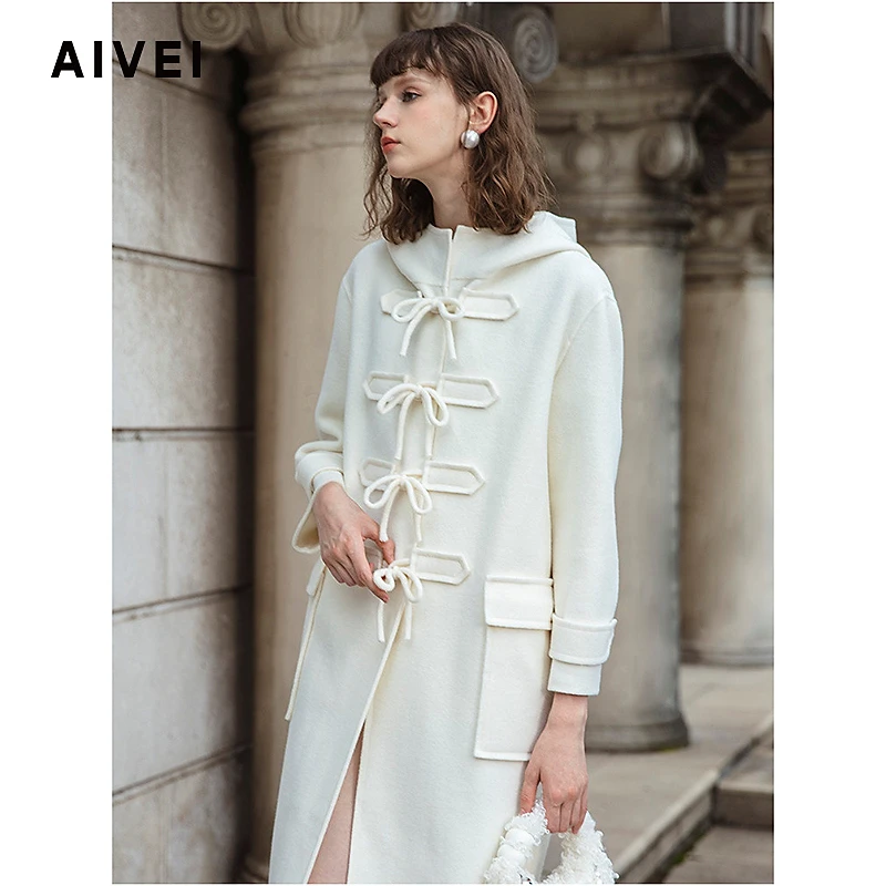 AIVEI欣贺艾薇24冬新少女文艺森系减龄学院连帽毛呢外套R762902A