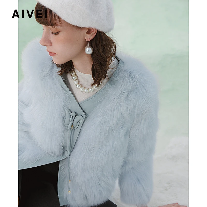 AIVEI欣贺艾薇冬季新芬兰进口名媛狐狸毛皮草外套R768207B