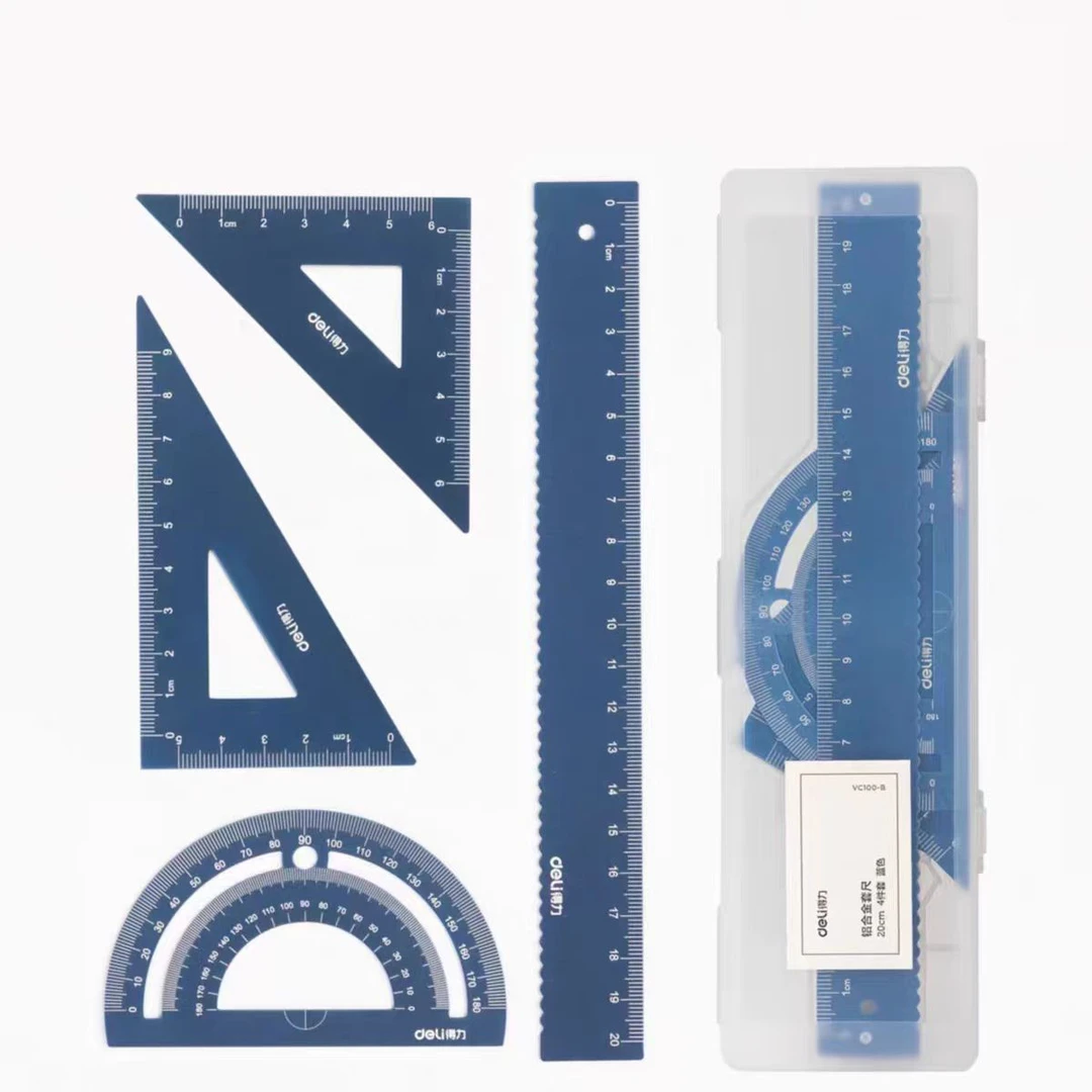Deli/得力VC100-B 20cm金属套尺(蓝)4件套 一套