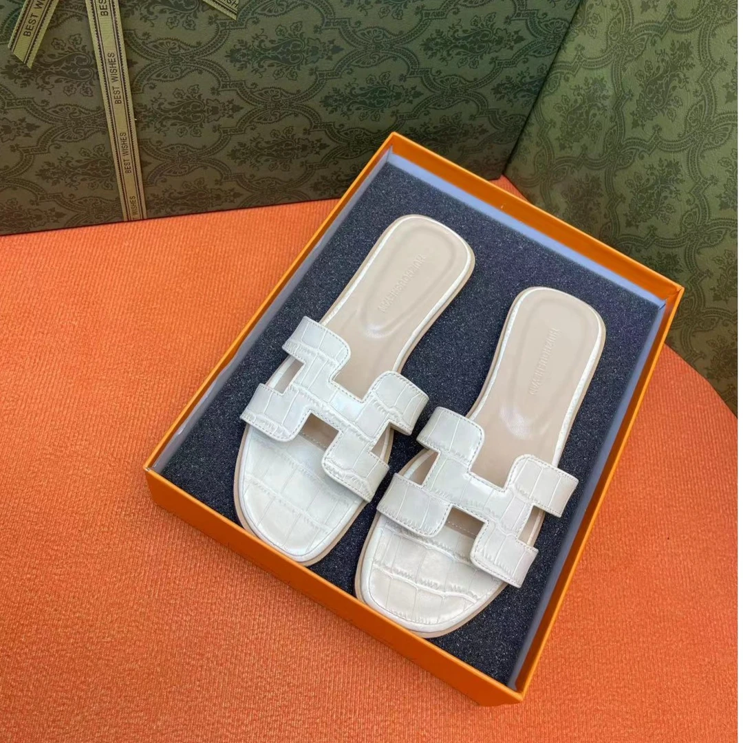 【现货】真皮拖鞋女一字拖夏季外穿新款夏季女士外出海边沙滩凉拖女