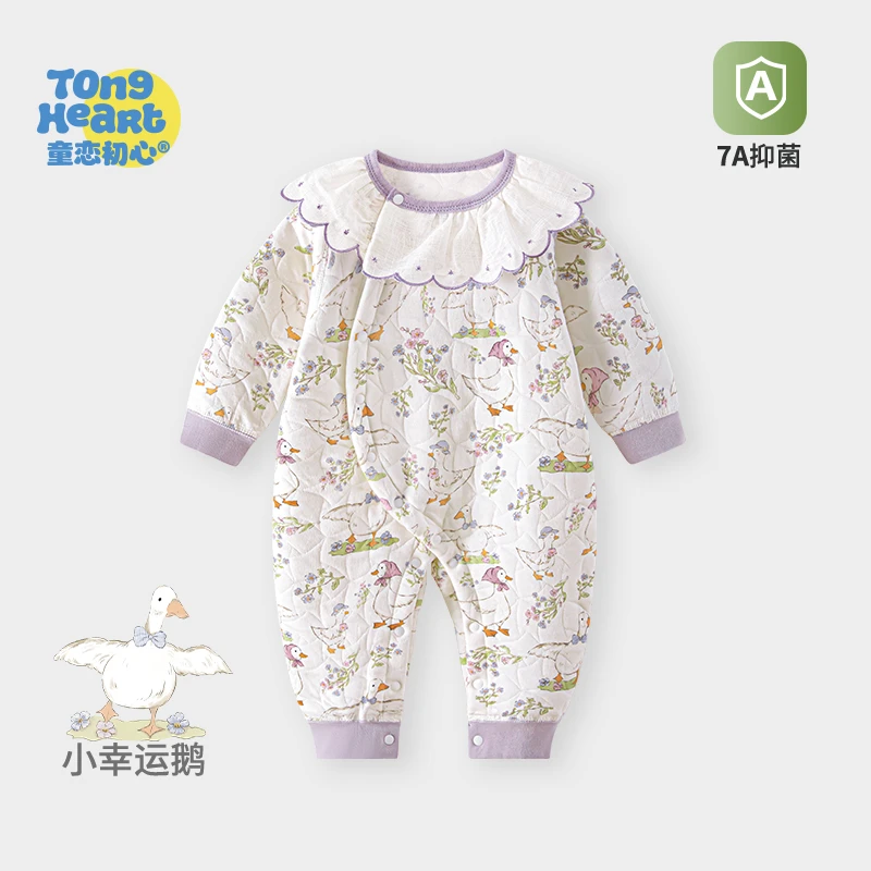 婴儿保暖连体秋冬季新生儿衣服新款女宝宝秋装外出服公主哈衣爬服