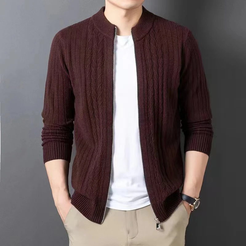 男士冬季厚款半高领羊毛开衫高级感休闲外套8962