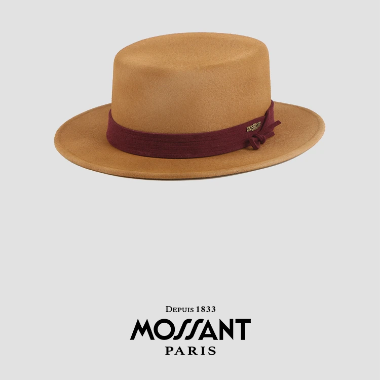 MOSSANTAW24 秋冬新款 轻复古Boater平顶帽