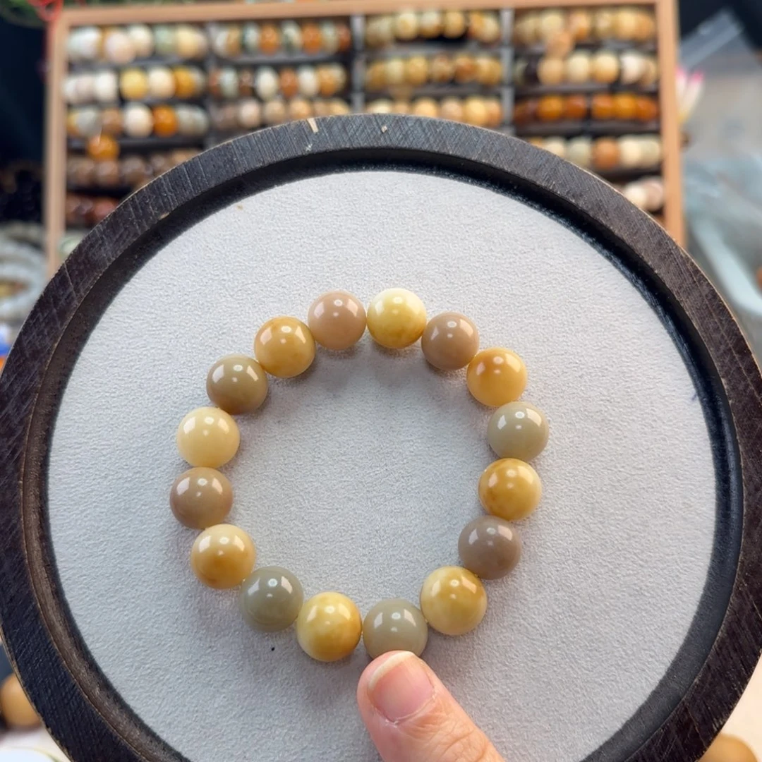 白玉菩提吊坠卡14圆珠奶黄色系福利款微瑕